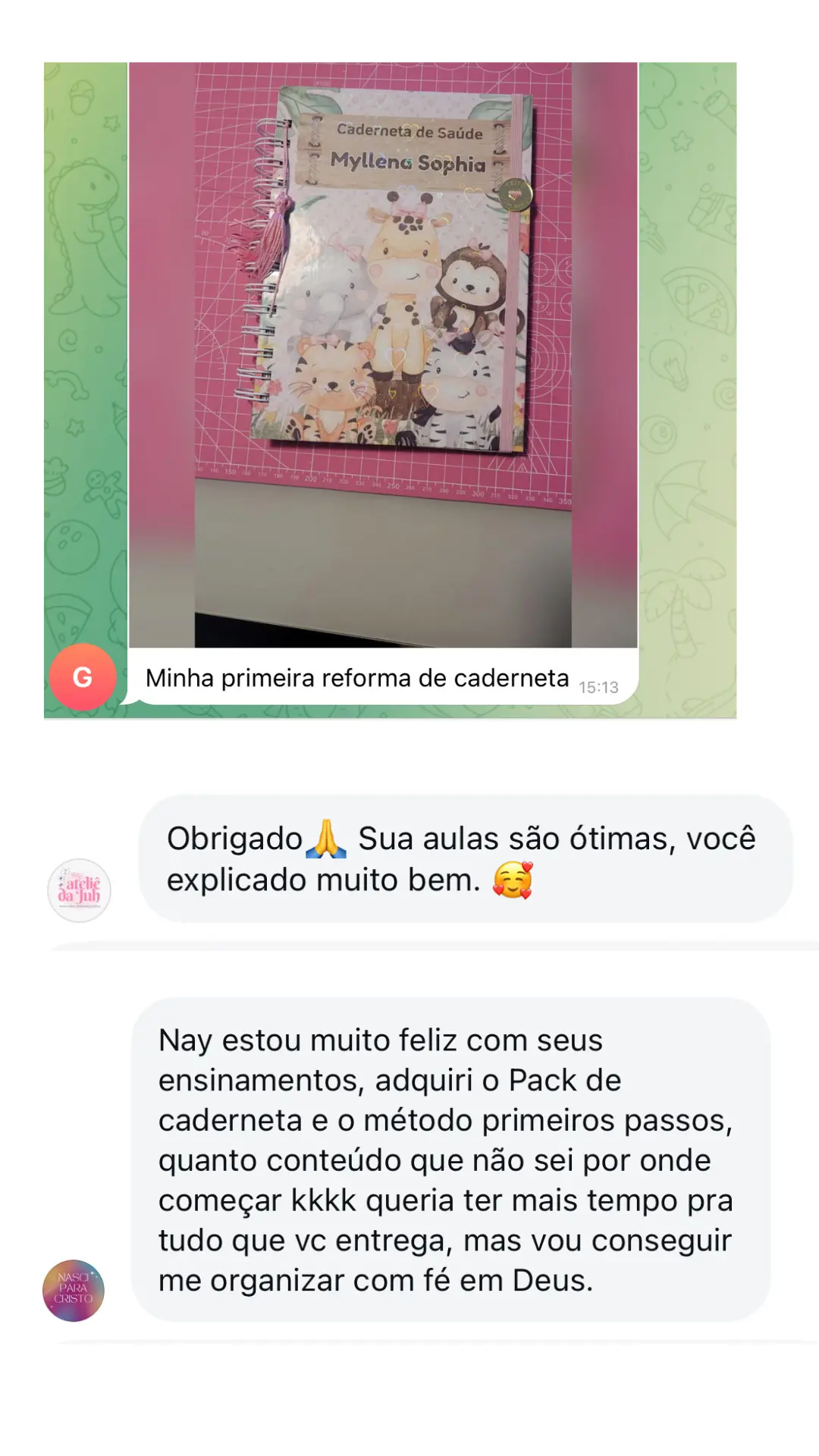 Depoimento de aluna Vlinder
