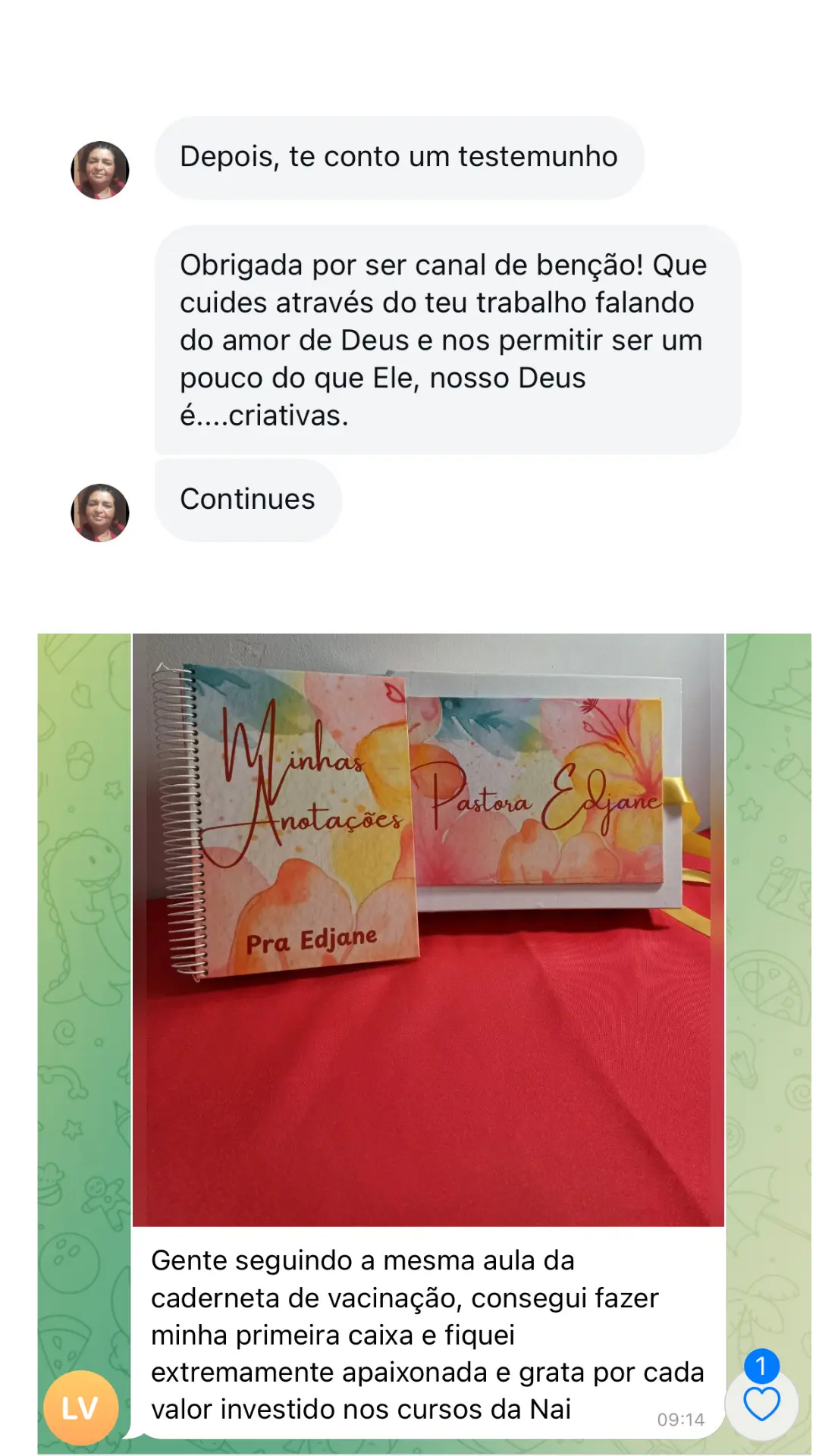Depoimento de aluna Vlinder